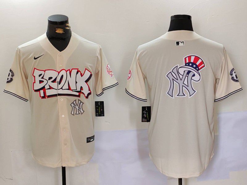 Men New York Yankees Blank Cream joint name 2024 Nike MLB Jersey style 12